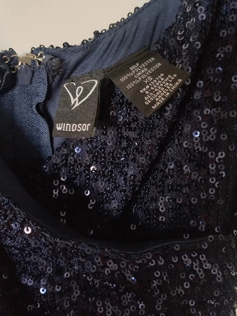 Navy Sequin Strapless Evening Gown - Picture 3 of 3